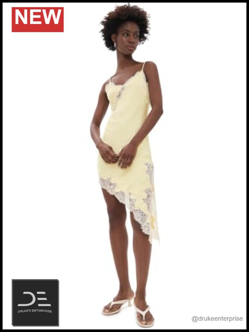 Line & Dot Emel Asymmetrical Dress Lace Mini Satin